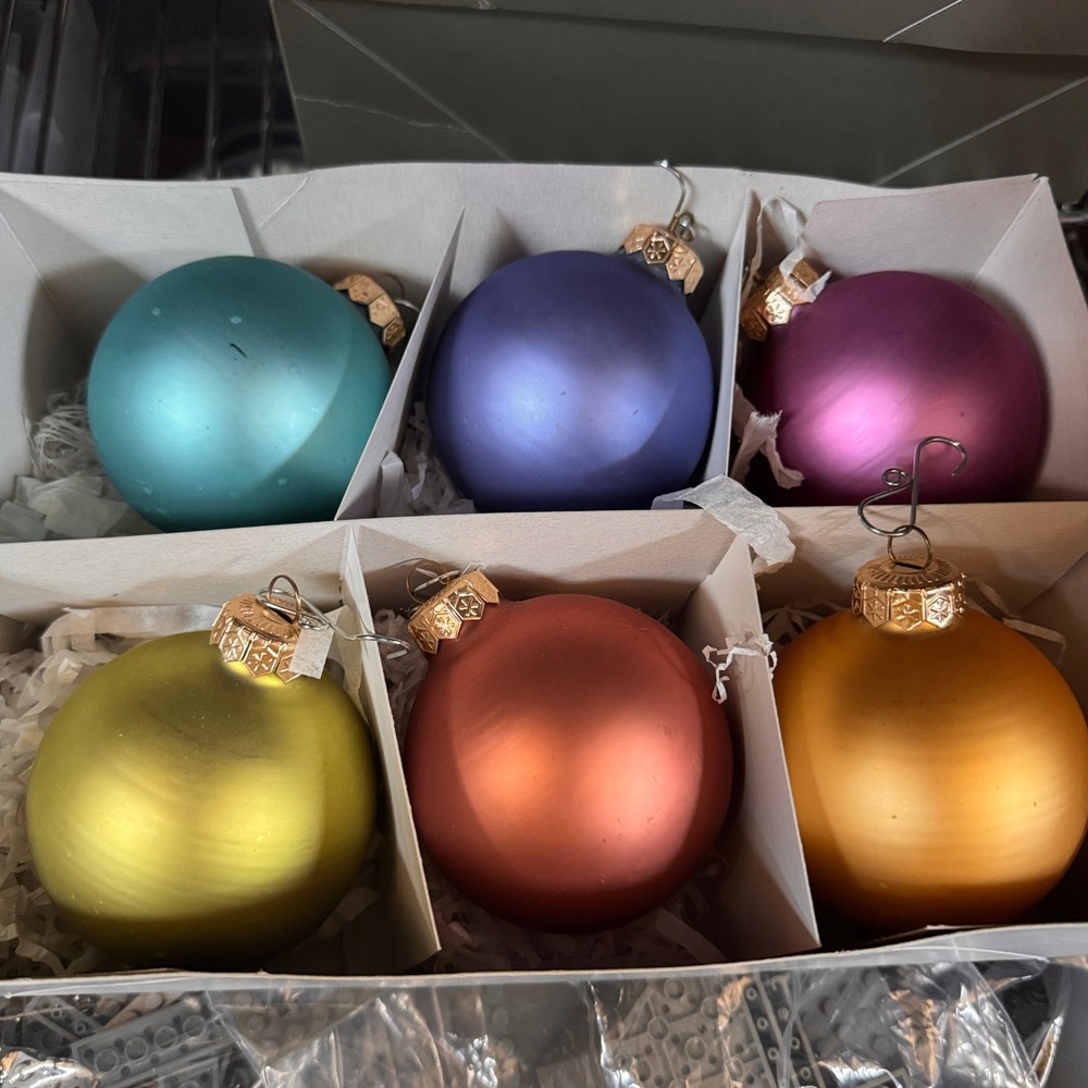 Smith Hawken Poland Large Sorbet Christmas Ornaments 4" Glass Balls Box of 6